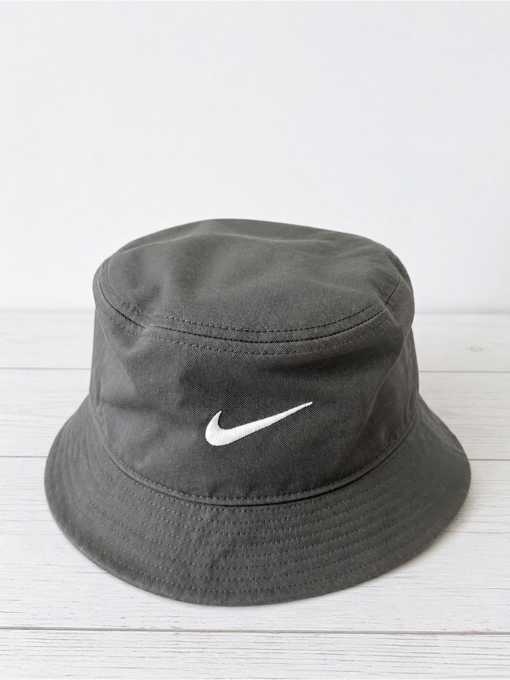 Nike Gray Bucket Hat with White Swoosh